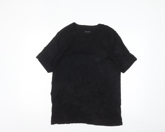Hugo Boss Men's Black Cotton Crew Neck Regular Fit T-Shirt L