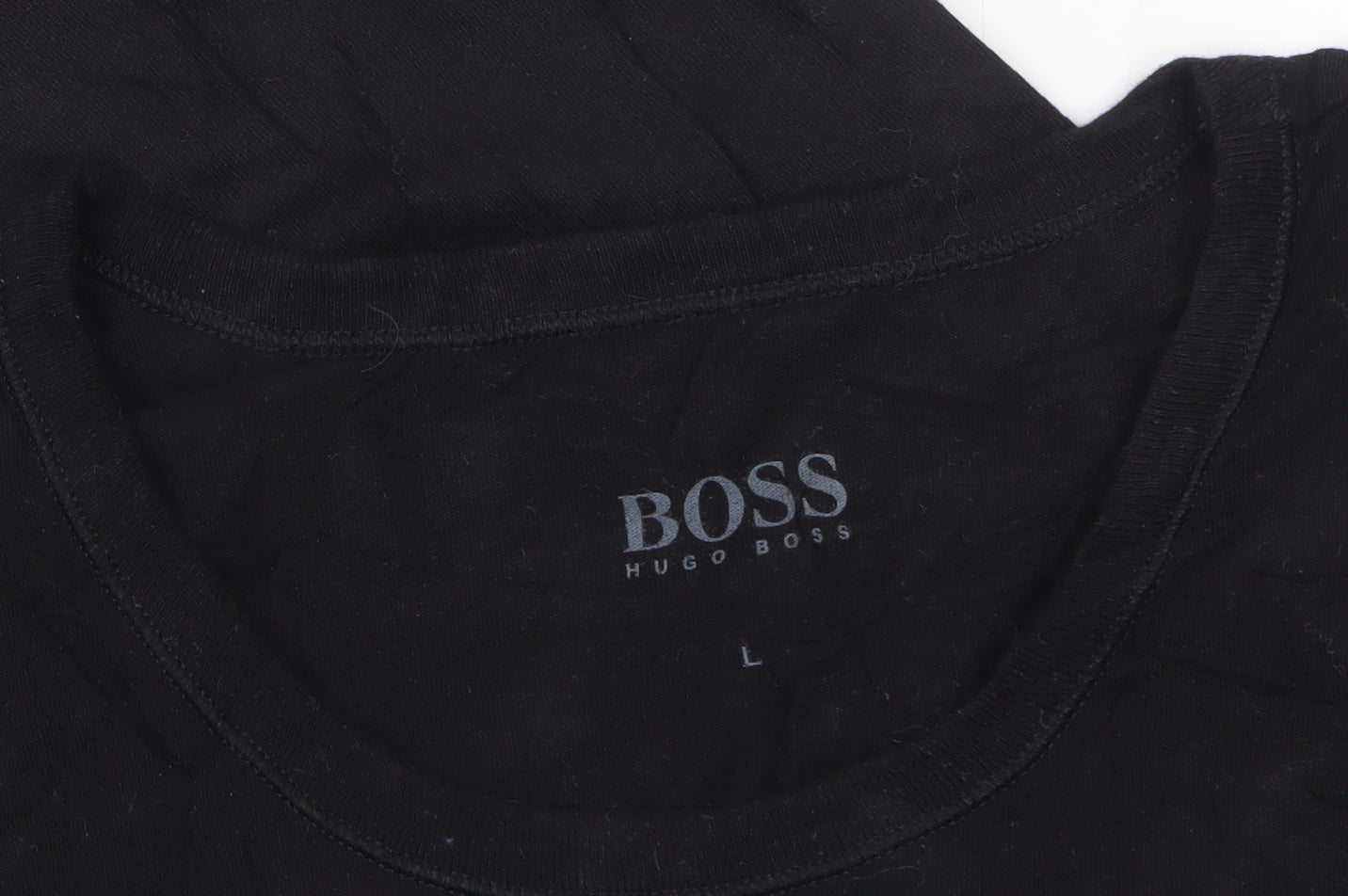 Hugo Boss Men's Black Cotton Crew Neck Regular Fit T-Shirt L