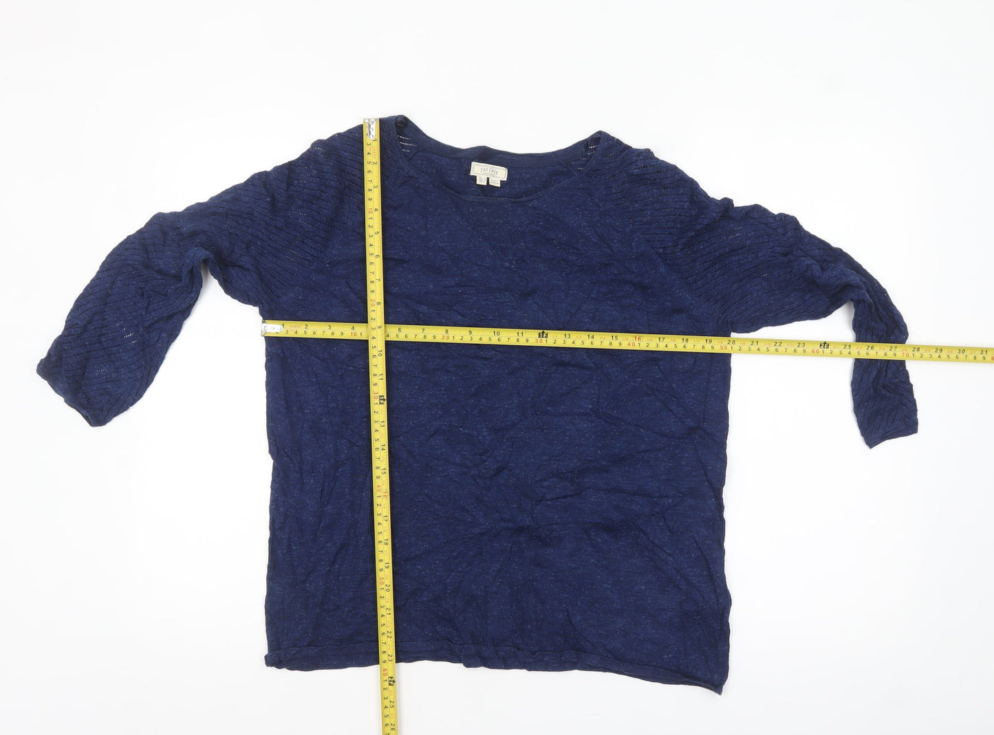 Fat Face Women’s Blue 3/4 Sleeve Cotton Jersey Top UK 10