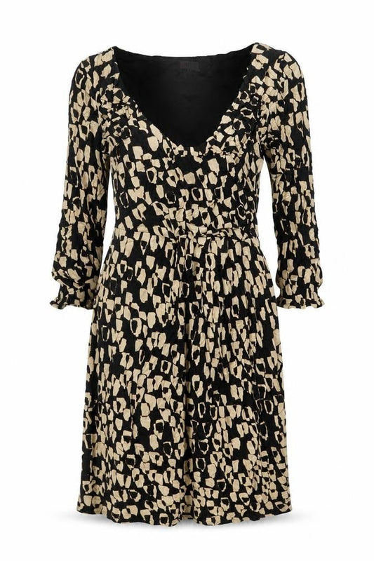 Phase Eight Women Black Animal Print Wrap Dress Size 12