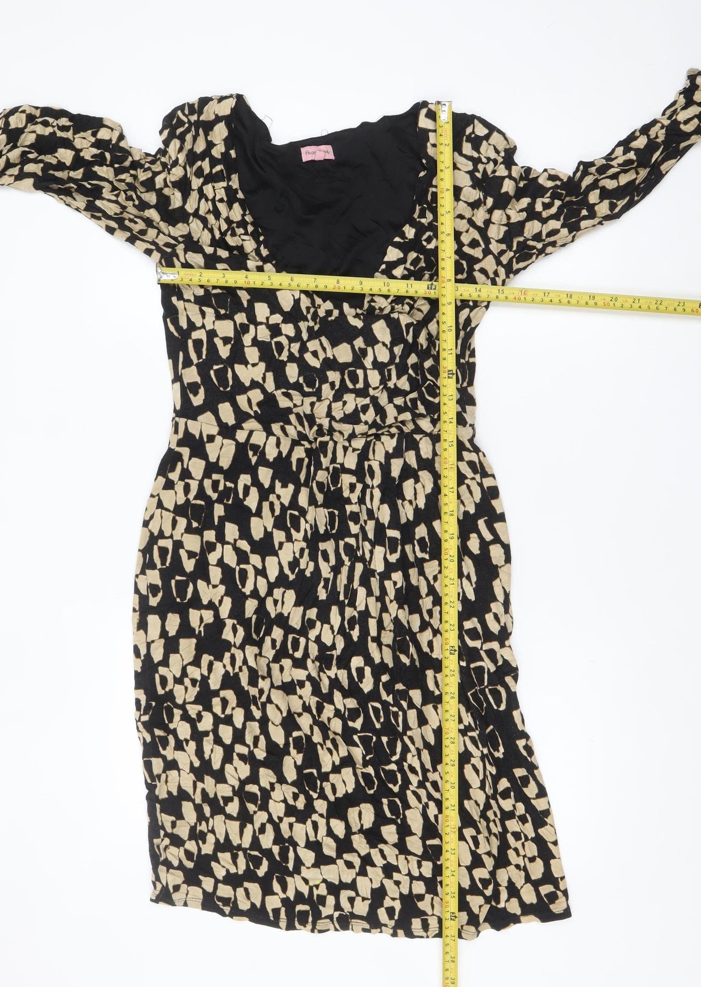 Phase Eight Women Black Animal Print Wrap Dress Size 12