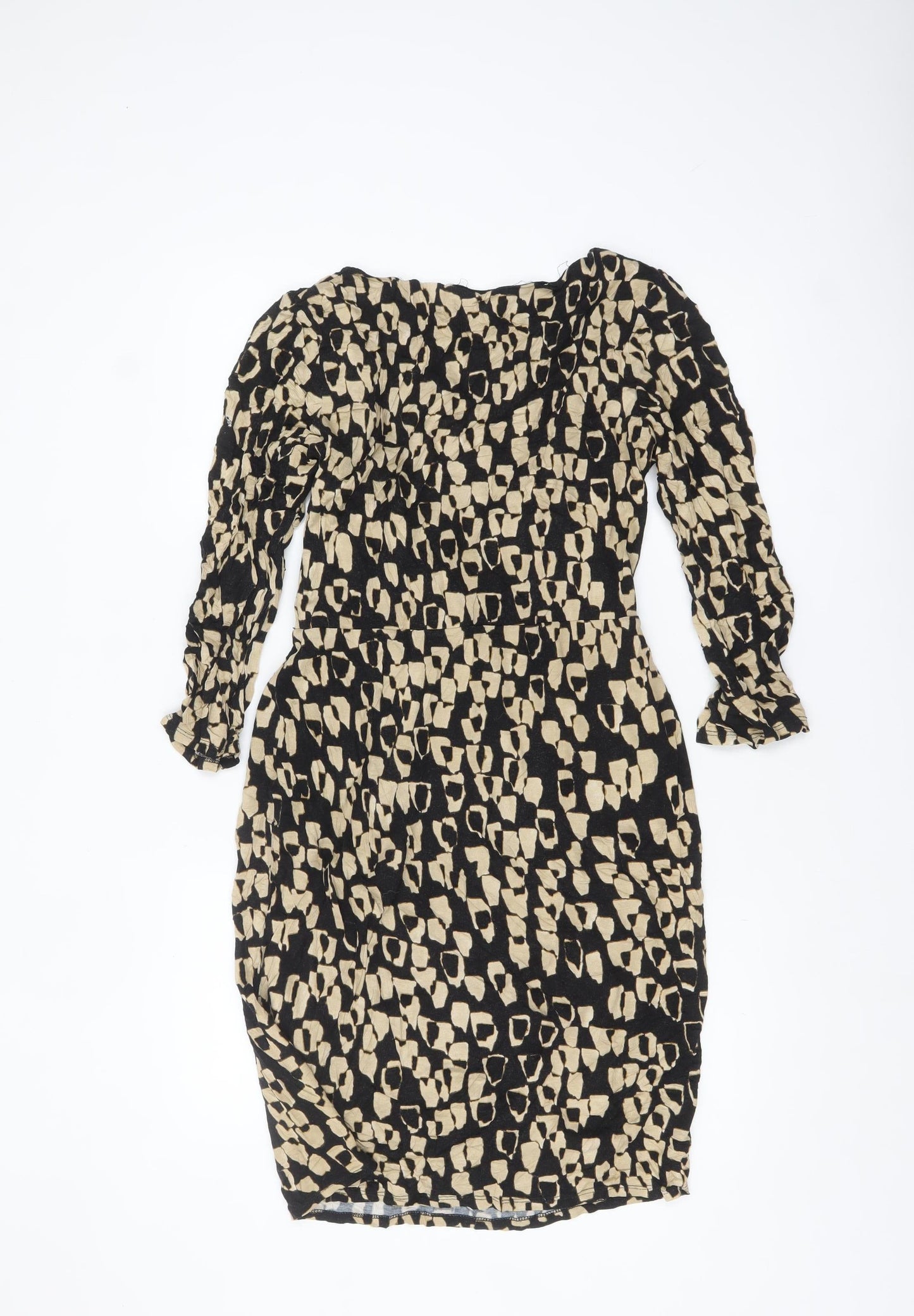 Phase Eight Women Black Animal Print Wrap Dress Size 12