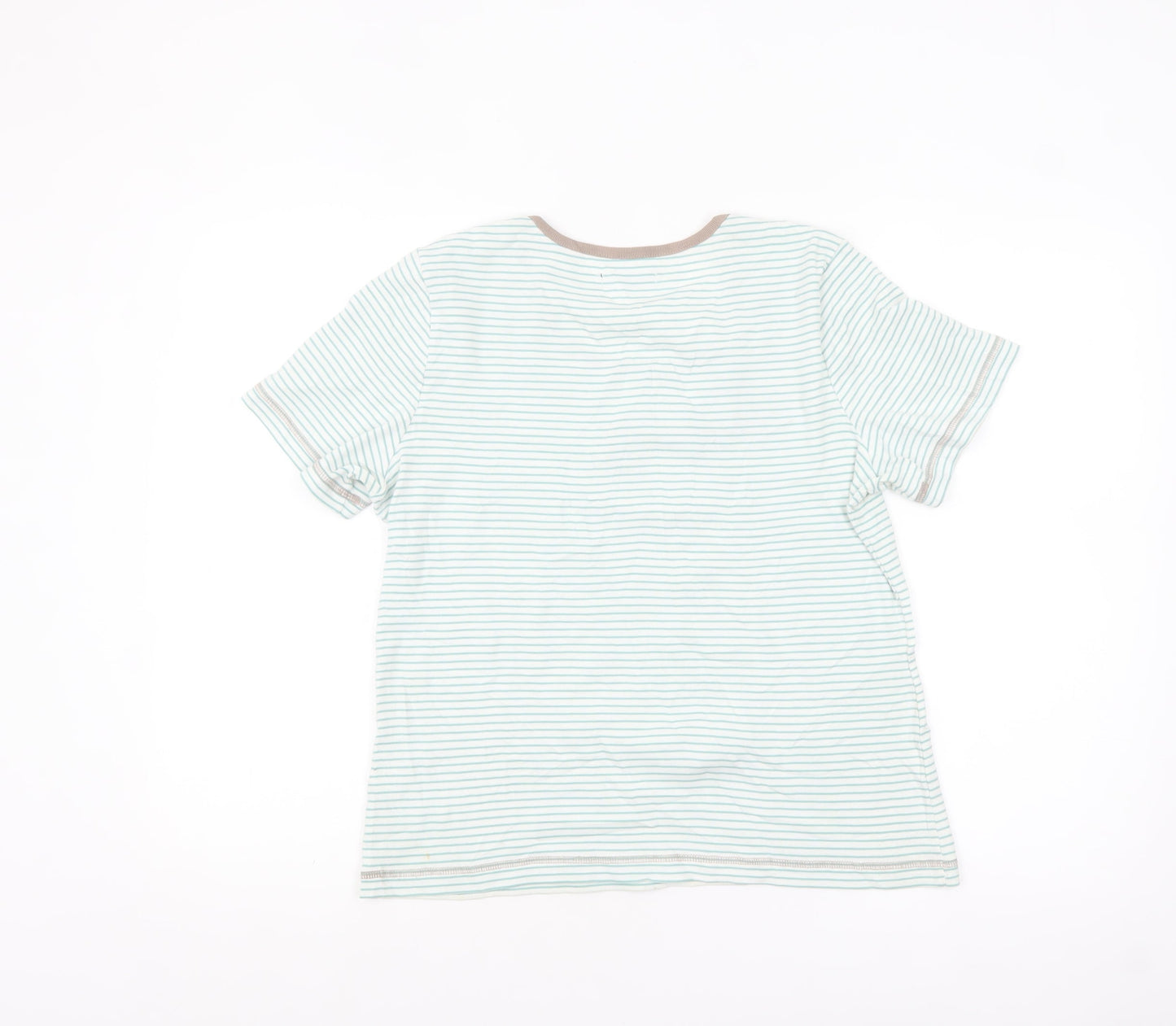 Bm Women's White Striped Embroidered T-Shirt Size S Casual Lightweight