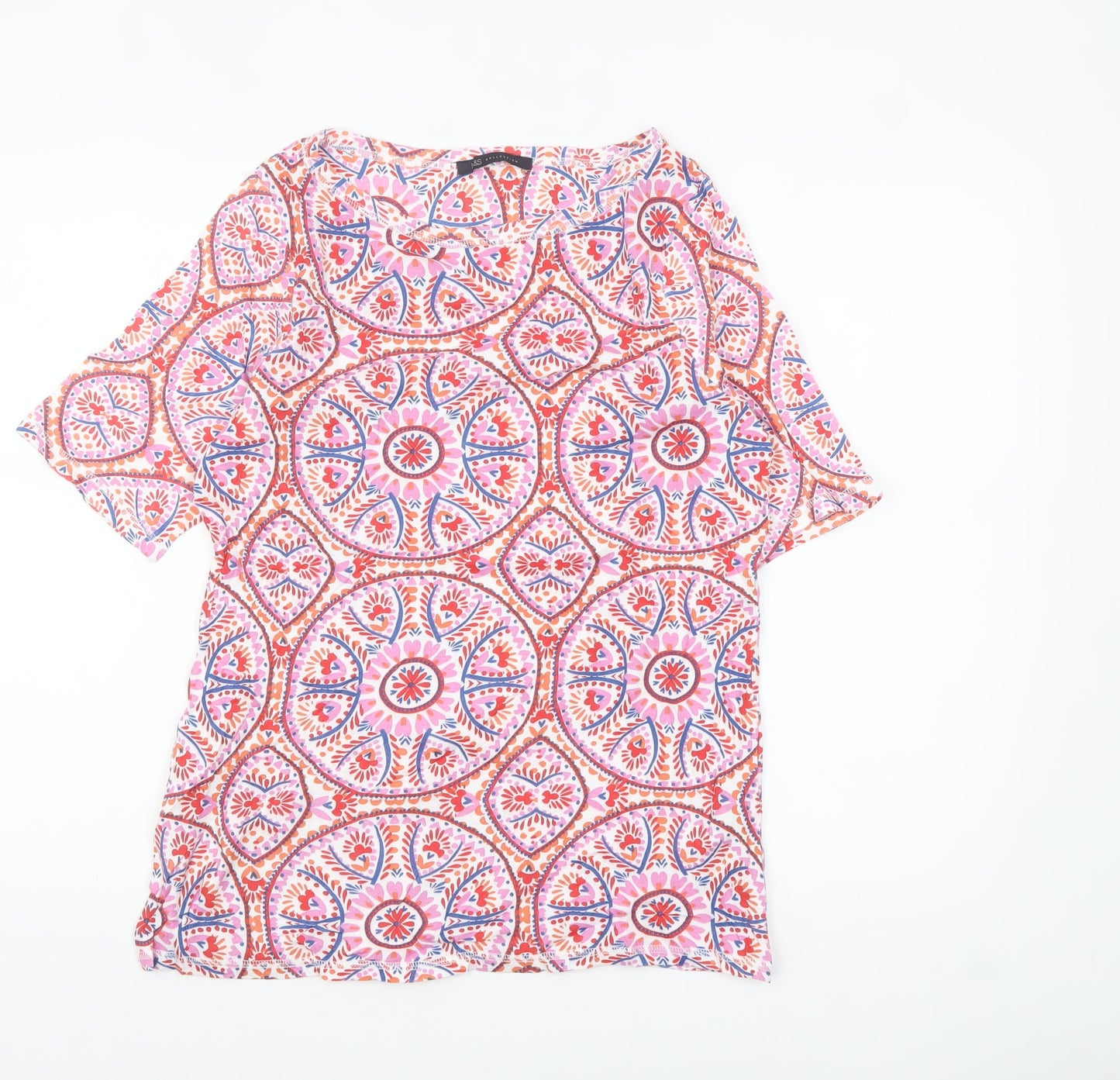 Marks and Spencer Women’s Multicoloured Cotton Geometric T-Shirt Size 16