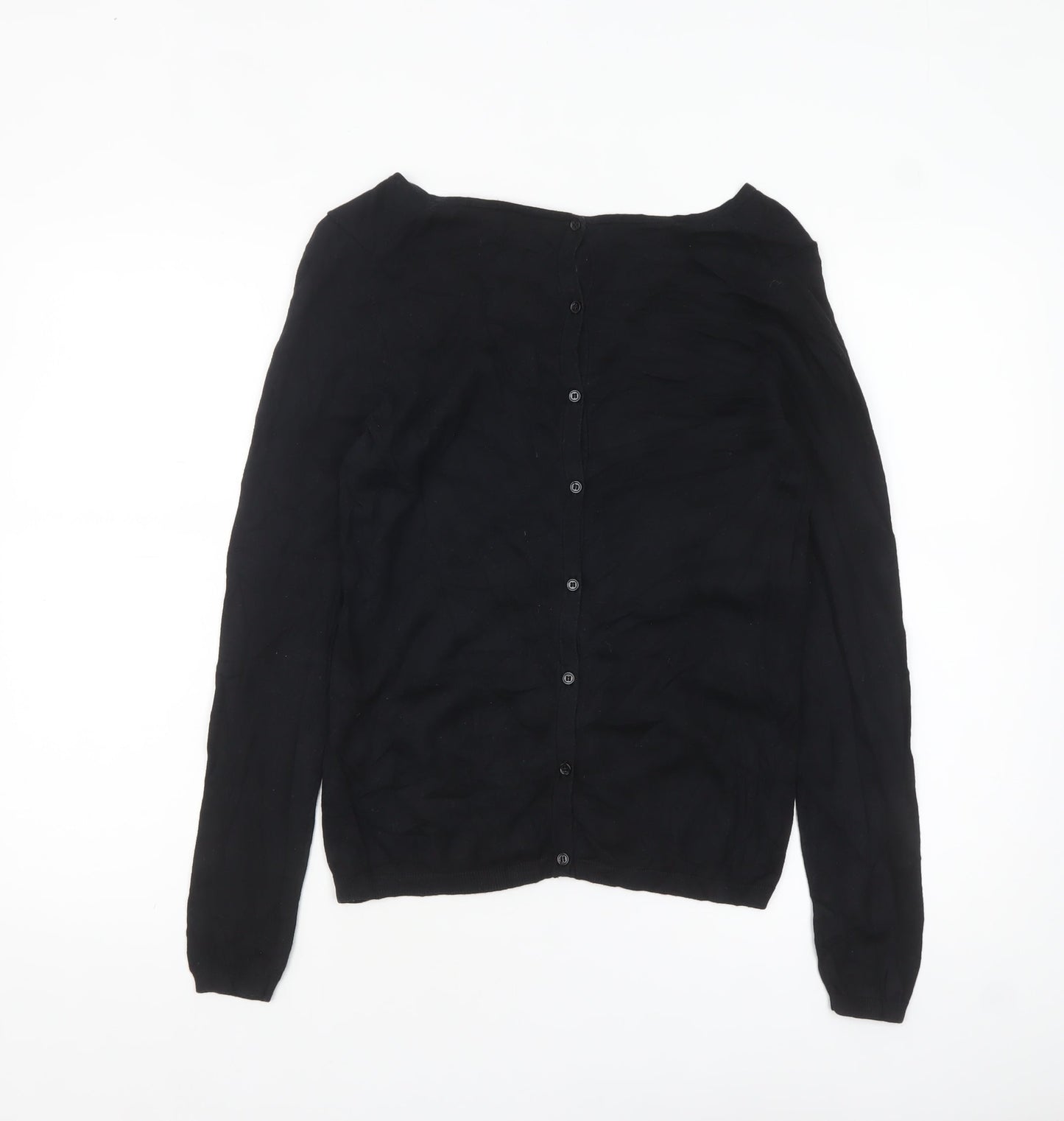 Massimo Dutti Women’s Black Silk Cotton V-Neck Cardigan S