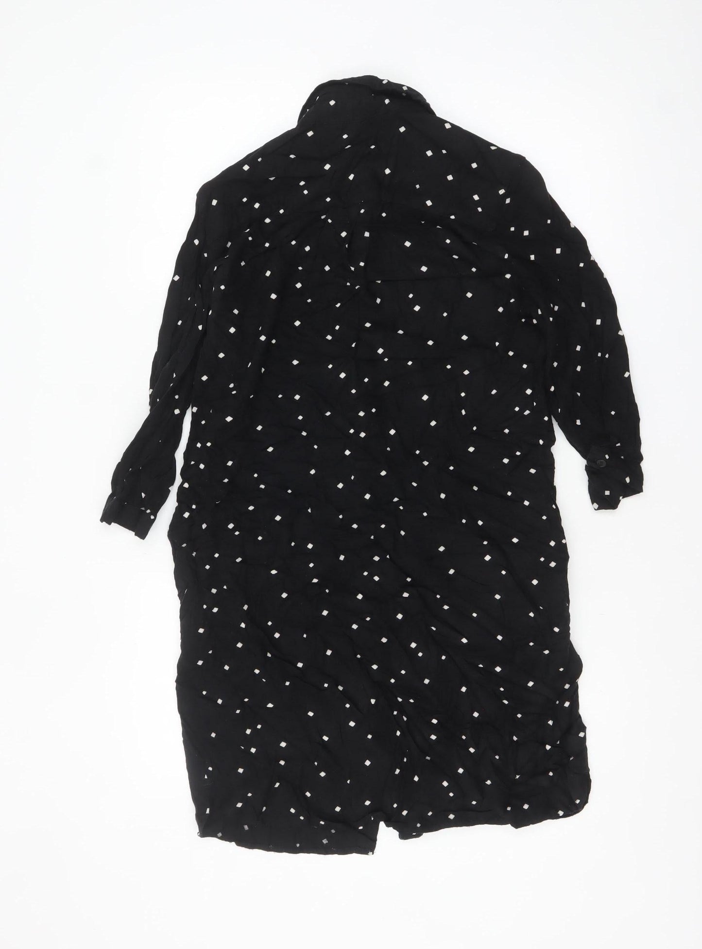 Next Women’s Black Polka Dot Long Sleeve Cotton Tunic Shirt Size 10