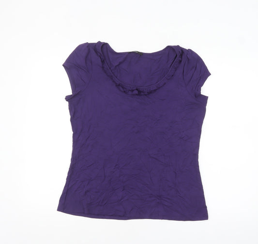 Marks & Spencer Women’s Purple Short Sleeve Scoop Neck Viscose Stretch T-Shirt UK 16