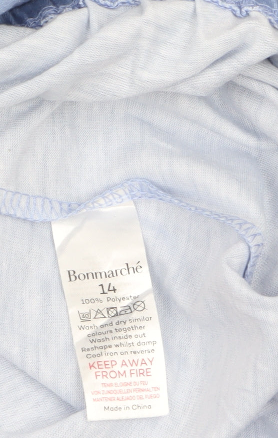 Bonmarché Women’s Blue Floral Tunic Blouse Size 14 Polyester