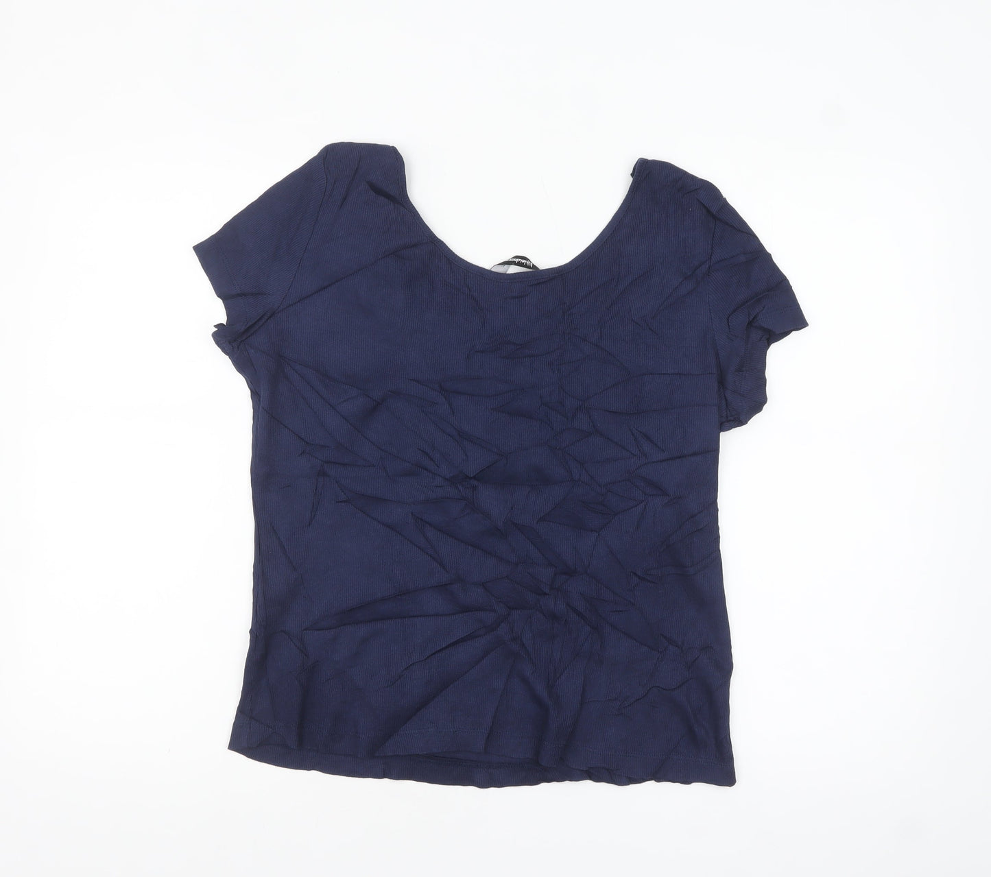 Kaleidoscope Women's Blue Cotton Short Sleeve Scoop Neck Blouse UK 18