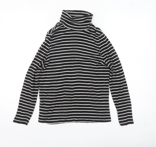 Marks and Spencer Women Black Striped Roll Neck Long Sleeve Top Size 18