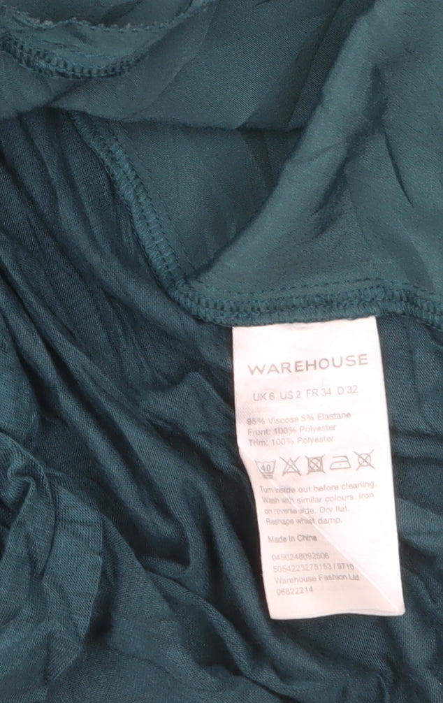 Warehouse Women's Green Long Sleeve Button Blouse UK 6