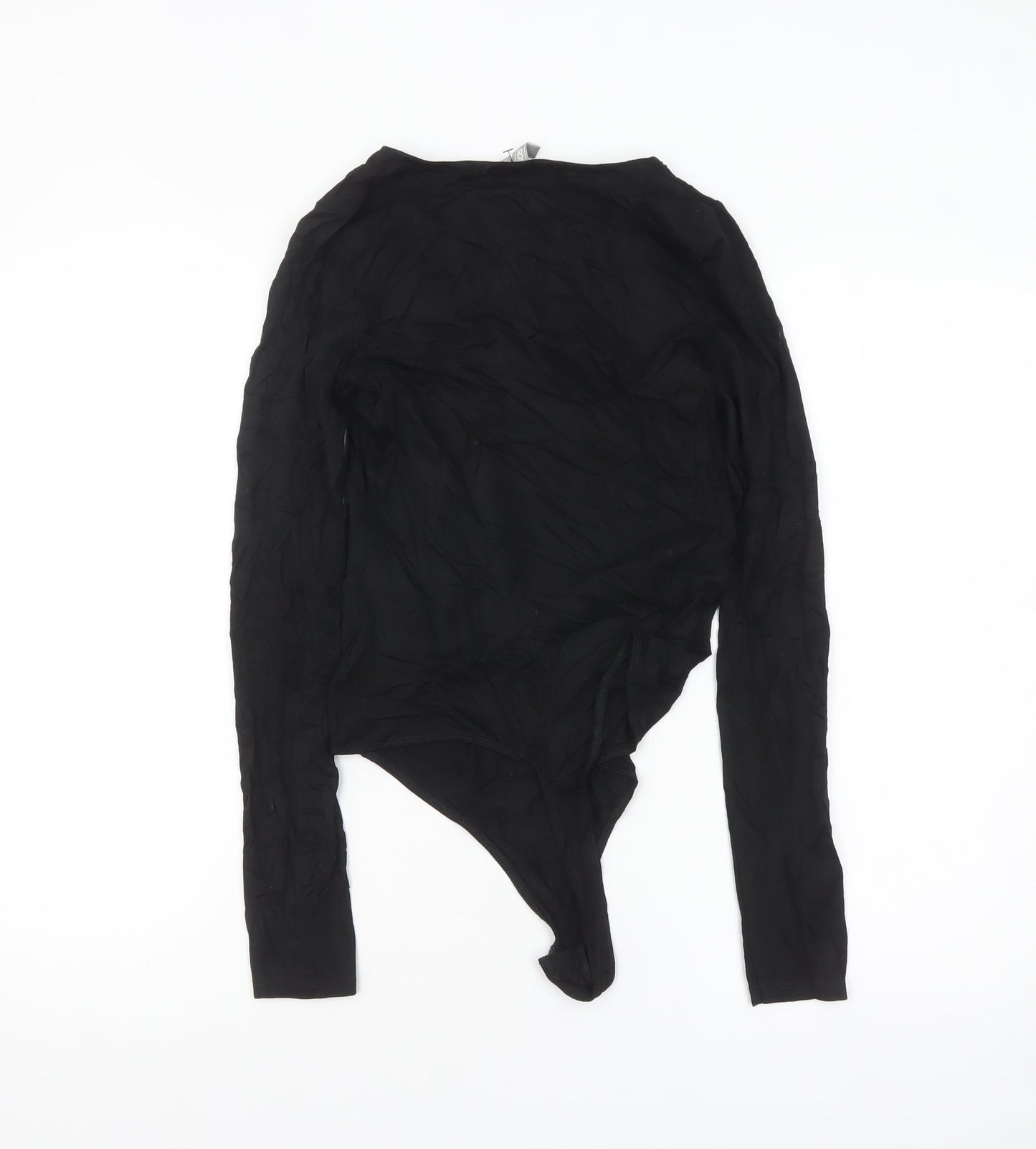 ASOS Women Black Long Sleeve Bodysuit UK 8 V-Neck Viscose Blend