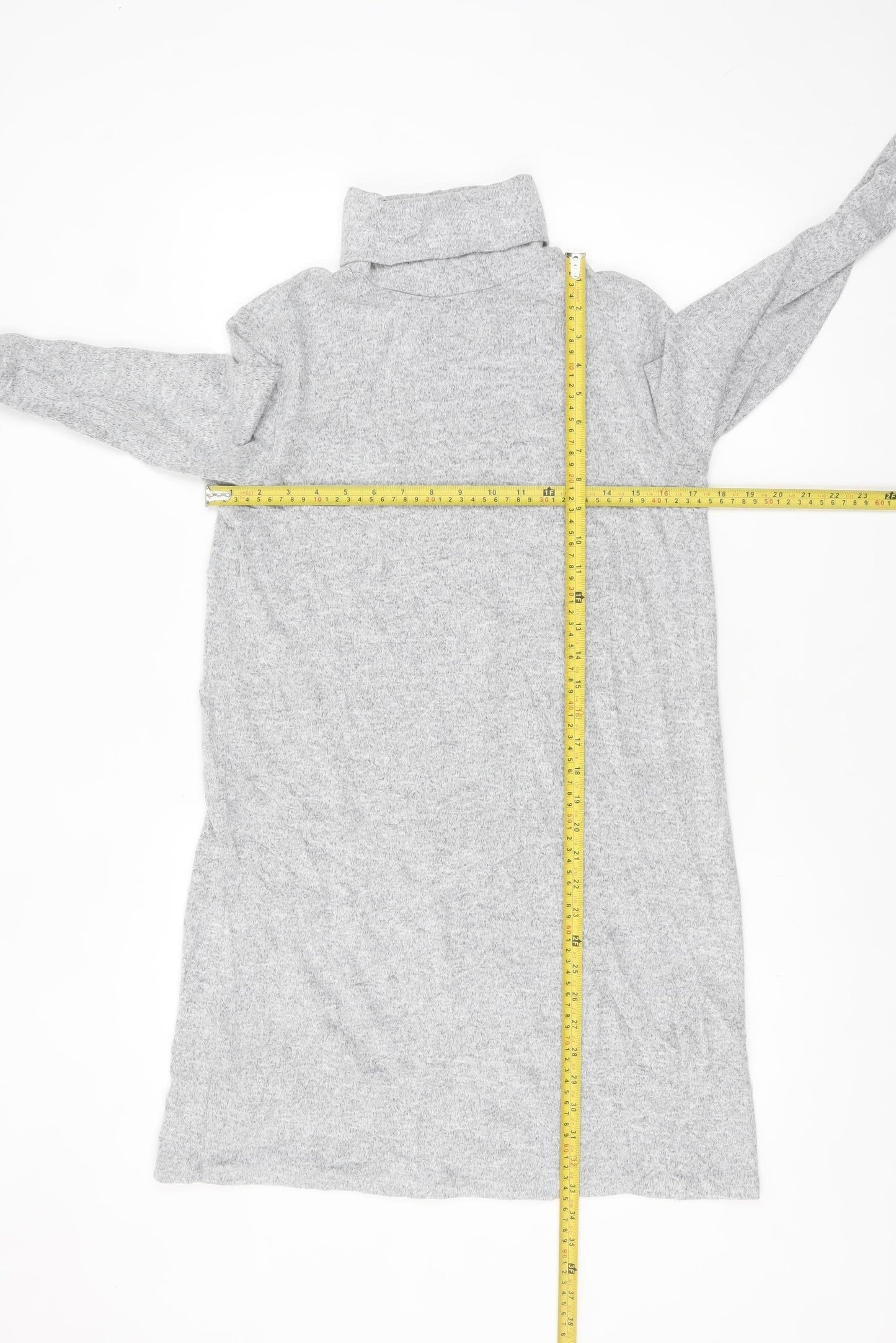 Zara Women Grey Roll Neck Knit Sweater Dress Size S