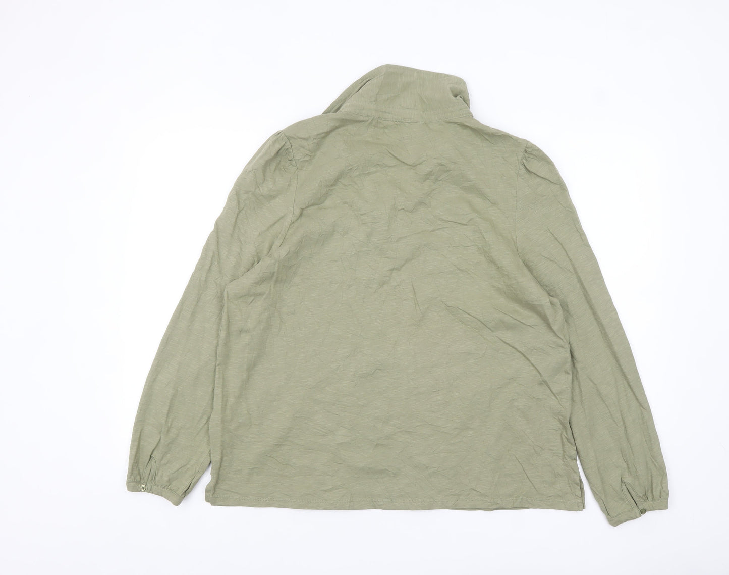 M&Co Women’s Green Collared Long Sleeve Cotton Blouse Size 18
