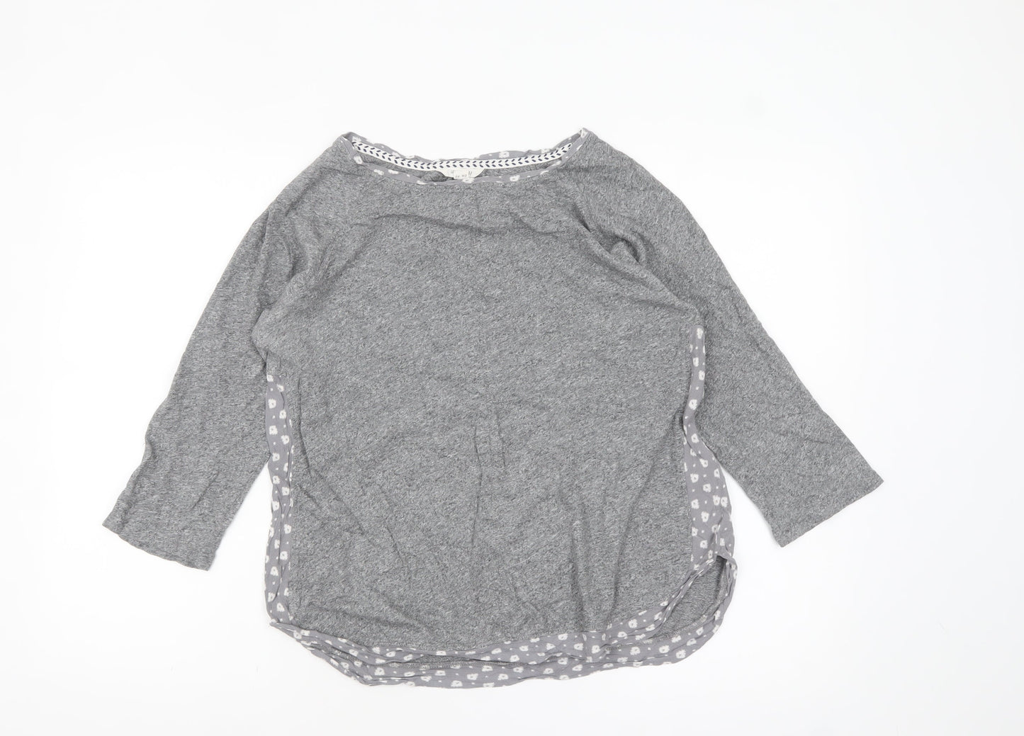 White Stuff Women’s Grey Cotton Modal Tunic Top UK 12 3/4 Sleeve
