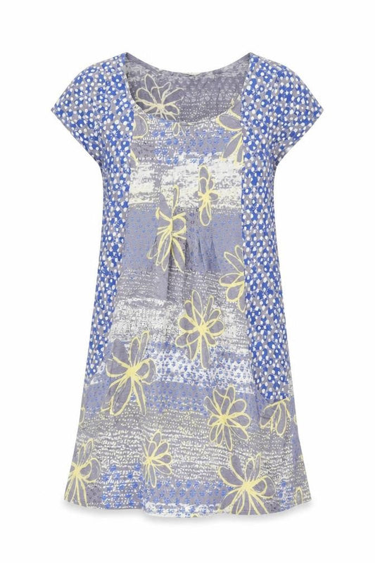 White Stuff Women's Blue Floral Polka Dot Cotton Knee Length Shift Dress Size 8