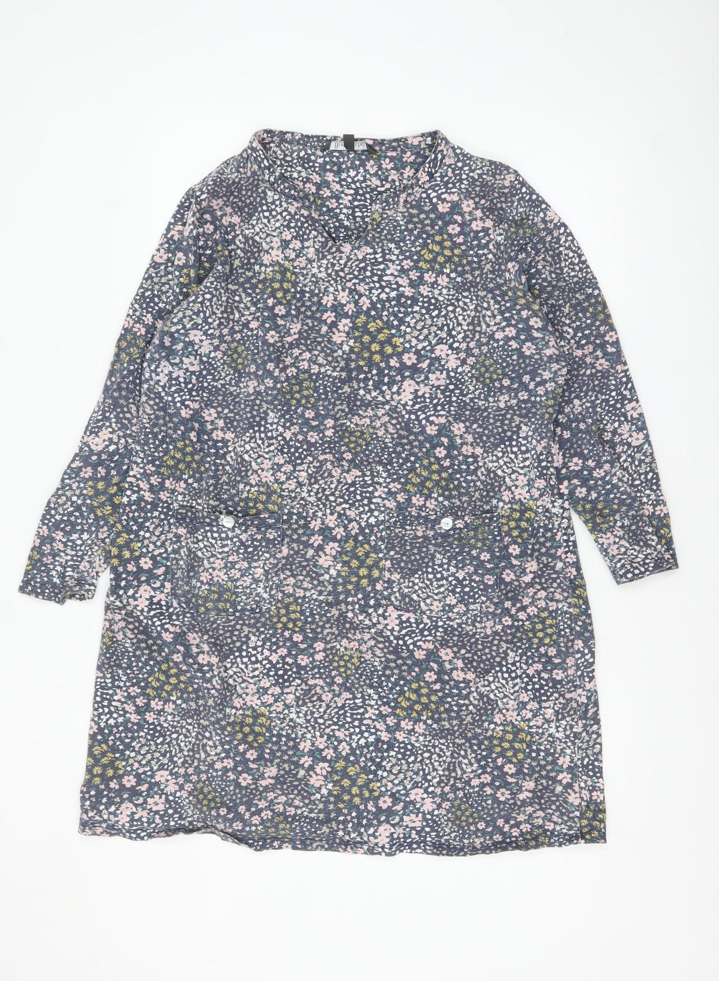Bonmarché Women’s Blue Floral Cotton Button-Up Shirt Size 16