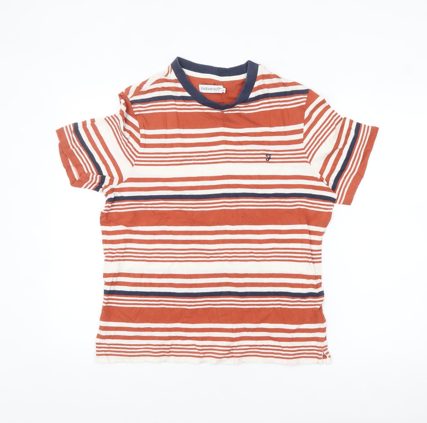 Farah 1920 Men's Multicoloured Striped Crew Neck Cotton T-Shirt Size S
