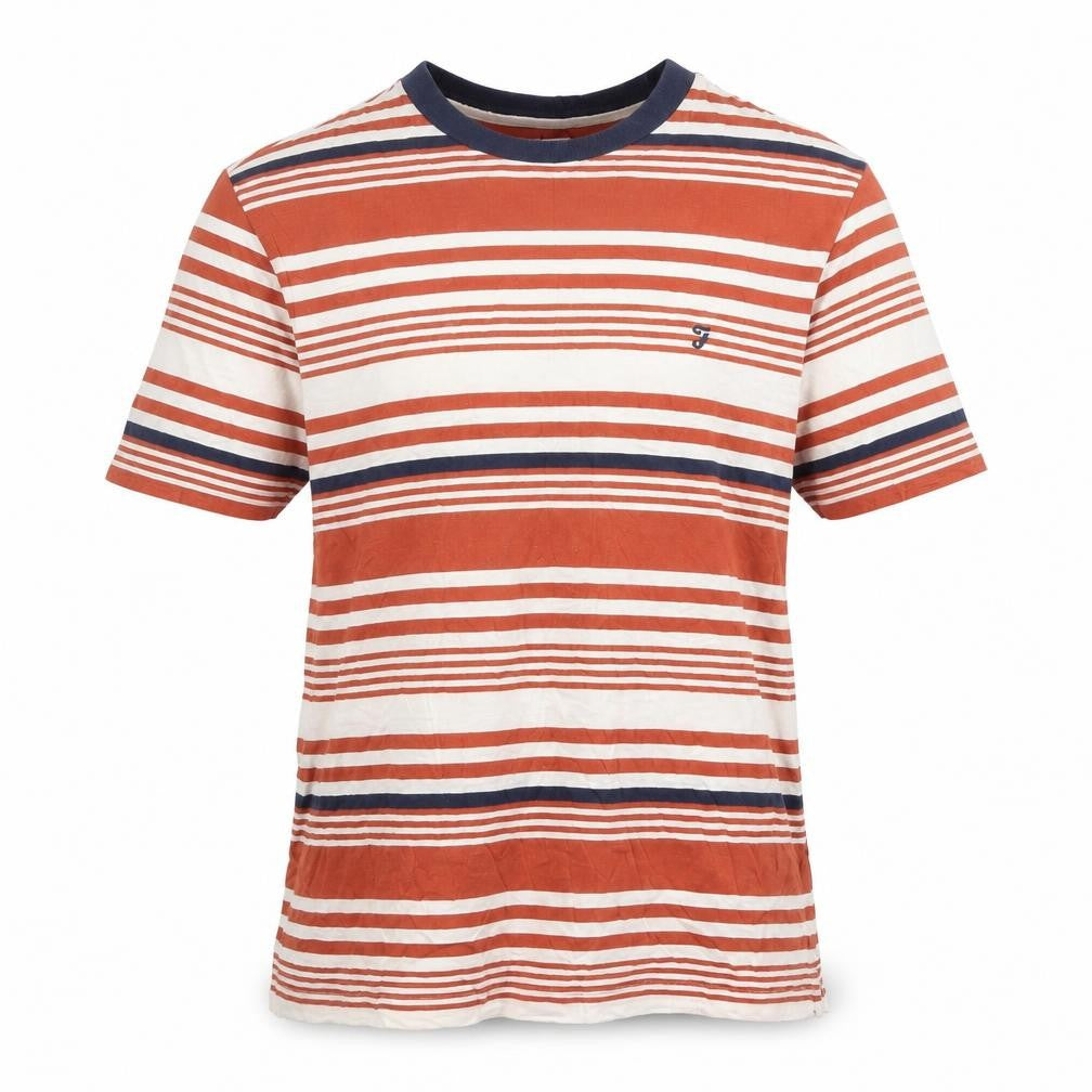 Farah 1920 Men's Multicoloured Striped Crew Neck Cotton T-Shirt Size S