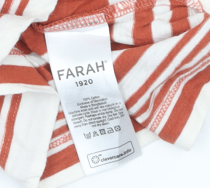 Farah 1920 Men's Multicoloured Striped Crew Neck Cotton T-Shirt Size S