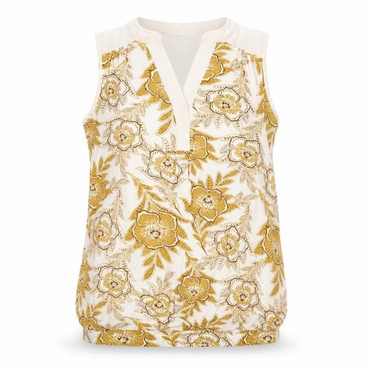 Next Women Beige Floral Sleeveless Viscose Tunic Blouse UK 6