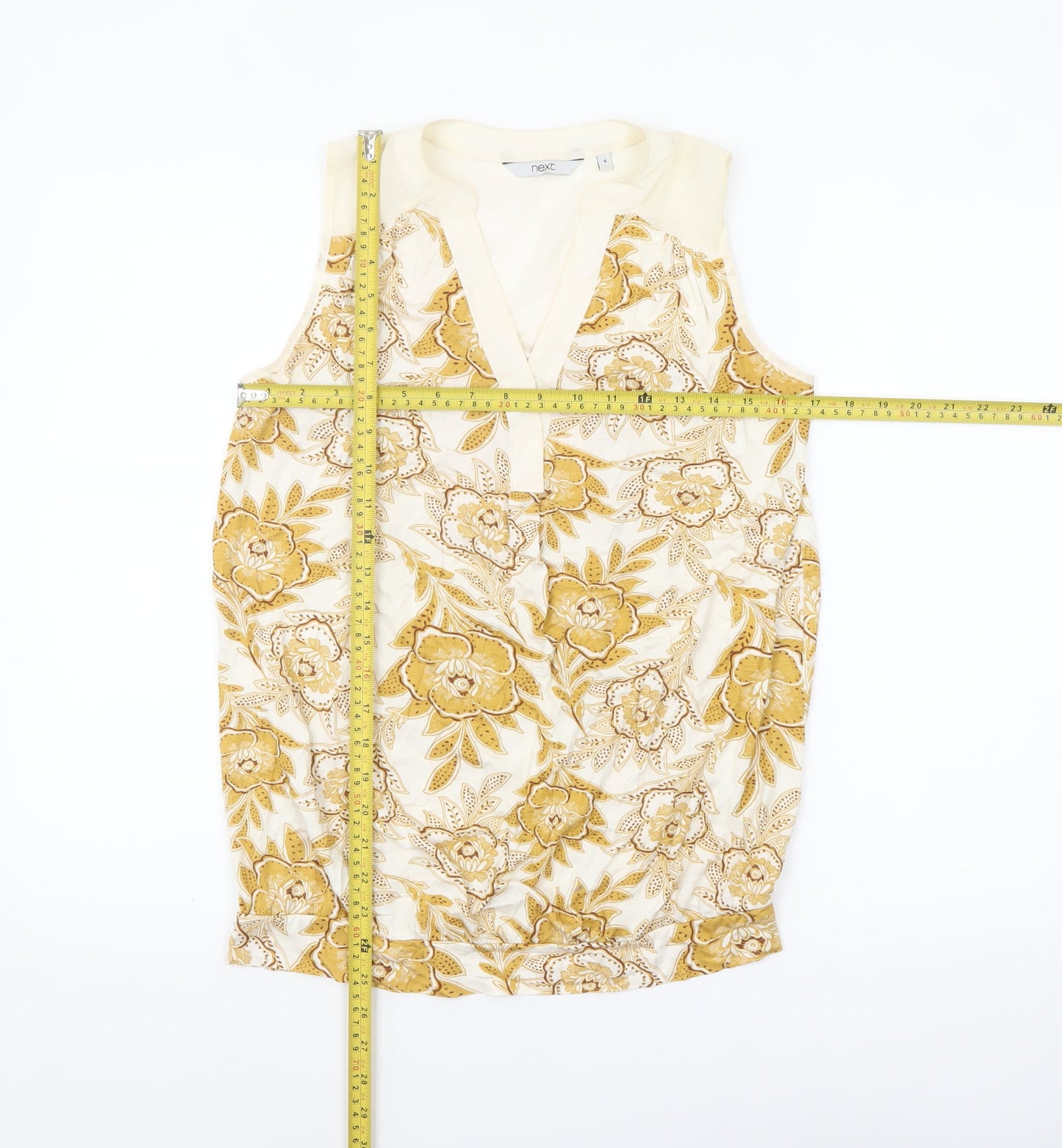 Next Women Beige Floral Sleeveless Viscose Tunic Blouse UK 6
