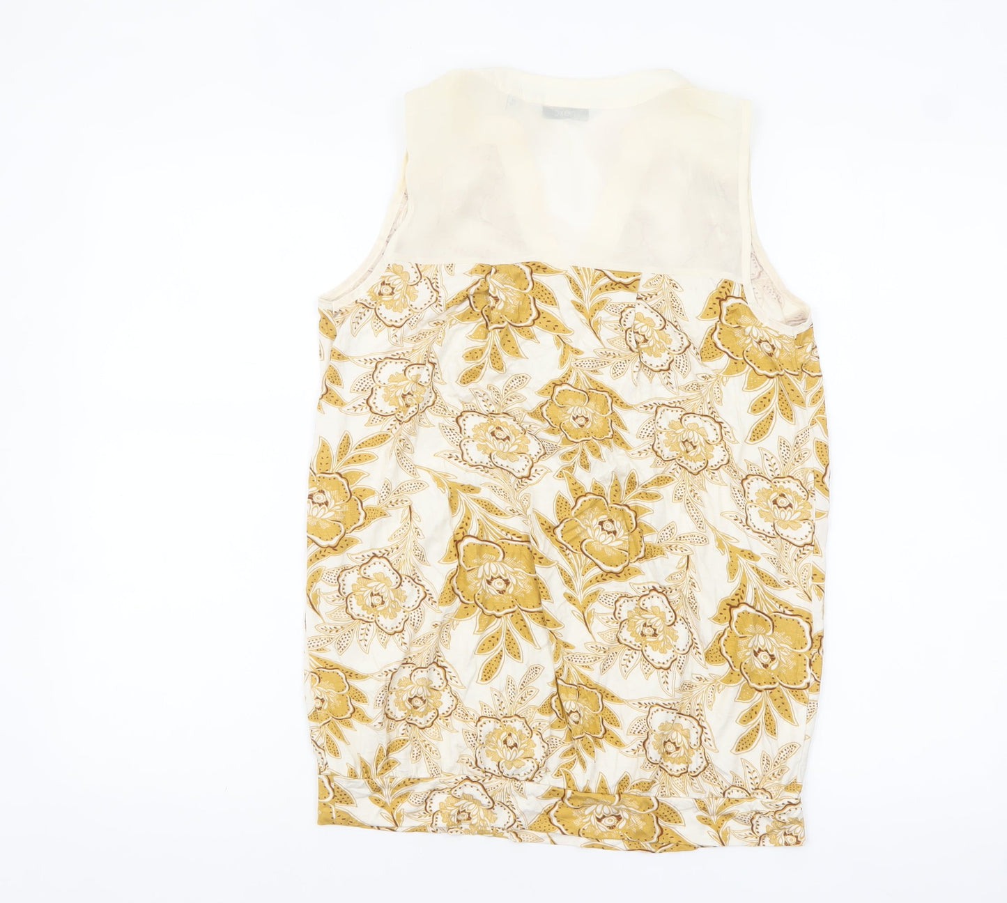 Next Women Beige Floral Sleeveless Viscose Tunic Blouse UK 6
