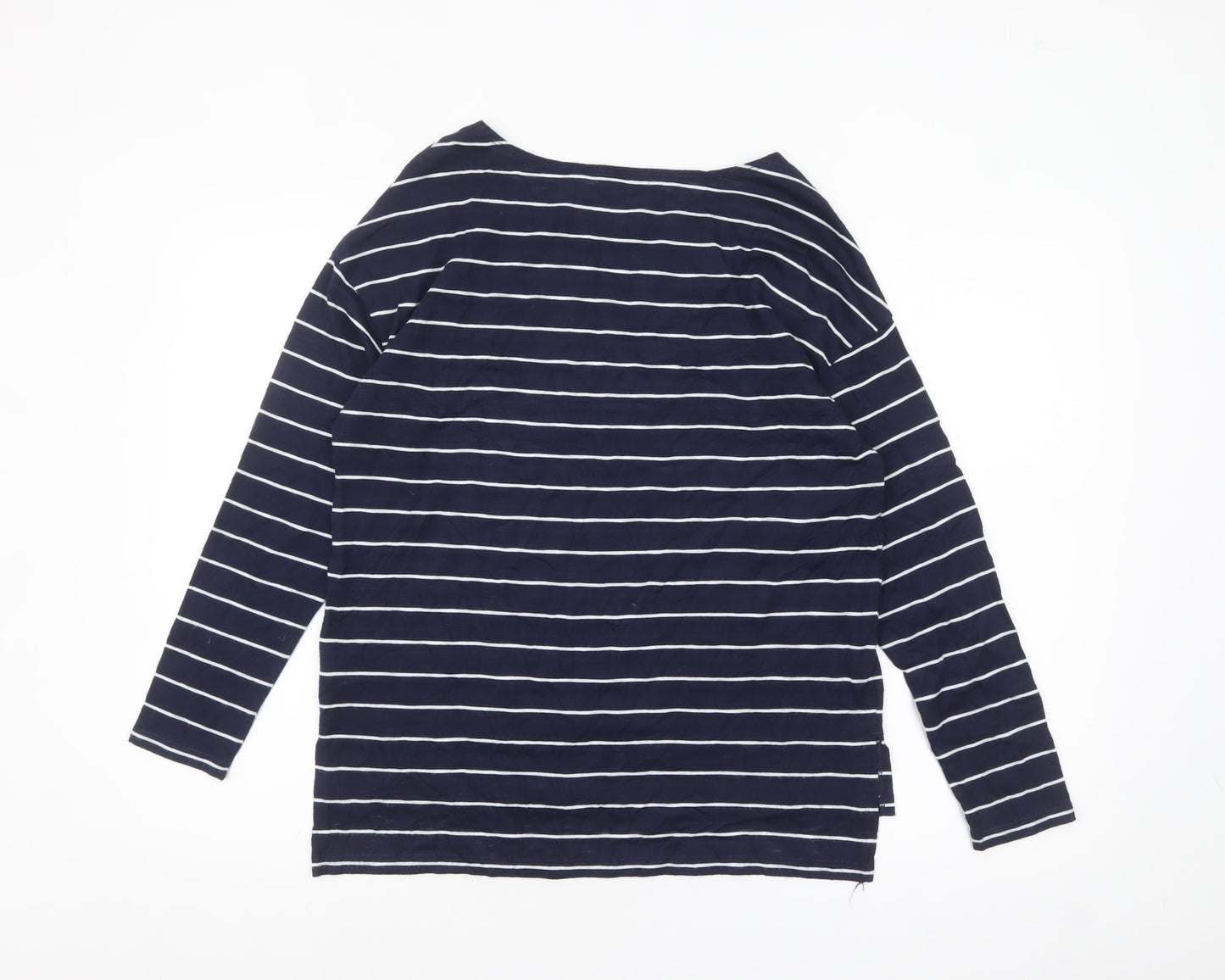 Papaya Women’s Blue Striped Long Sleeve Boat Neck T-Shirt M