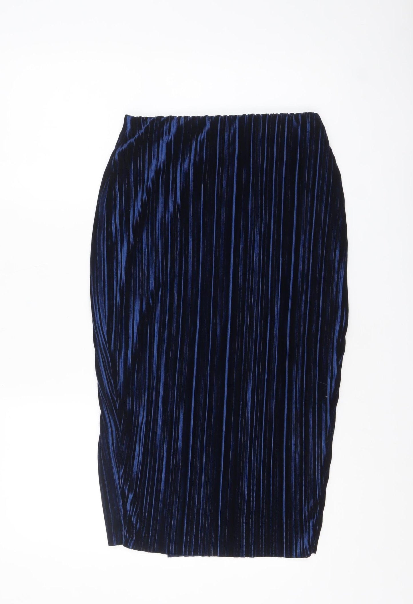 Boohoo Women’s Blue Velvet Pleated Midi Skirt Size 12