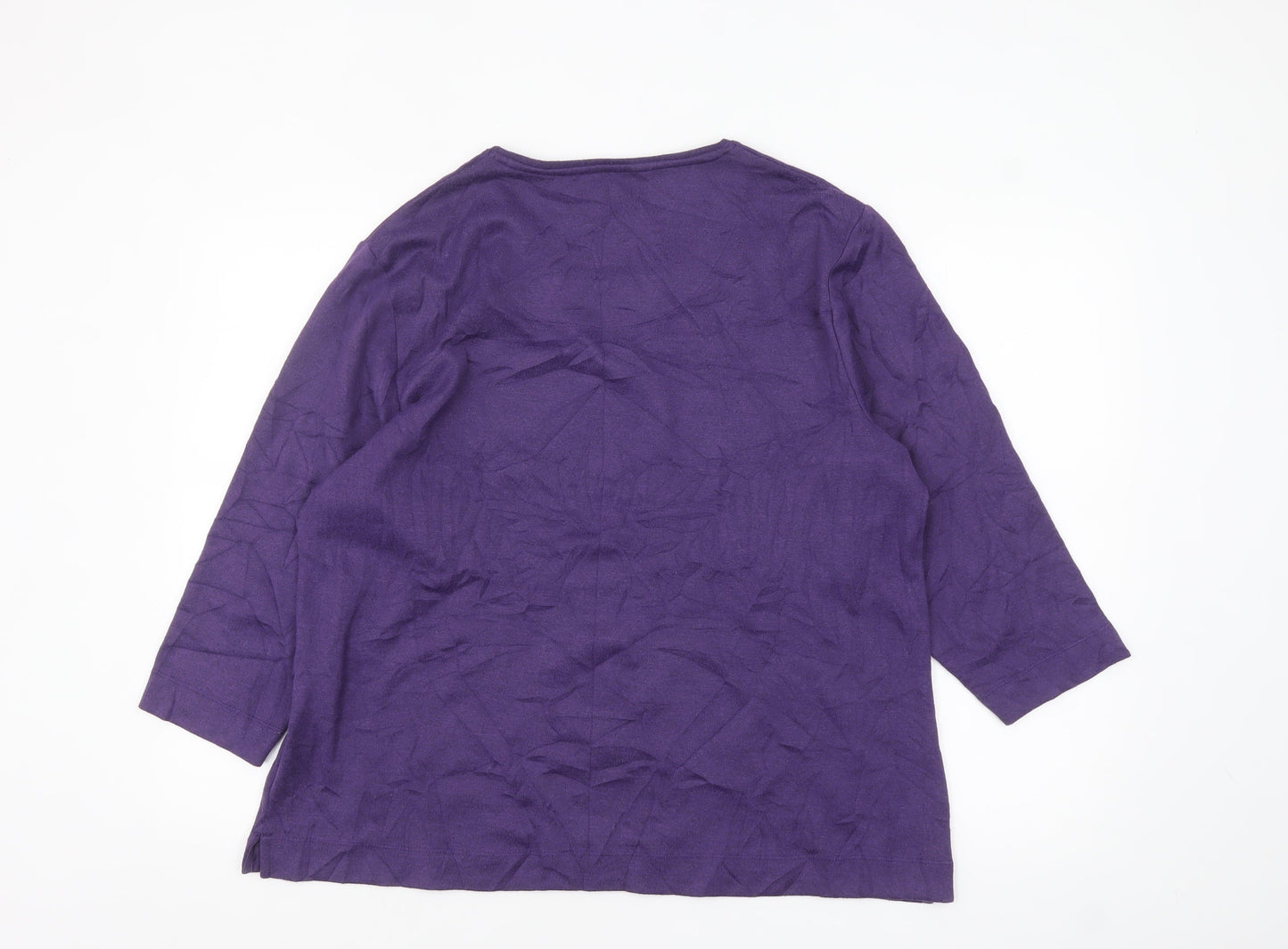 TIGI Women Purple 22/24 Embellished 3/4 Sleeve T-Shirt