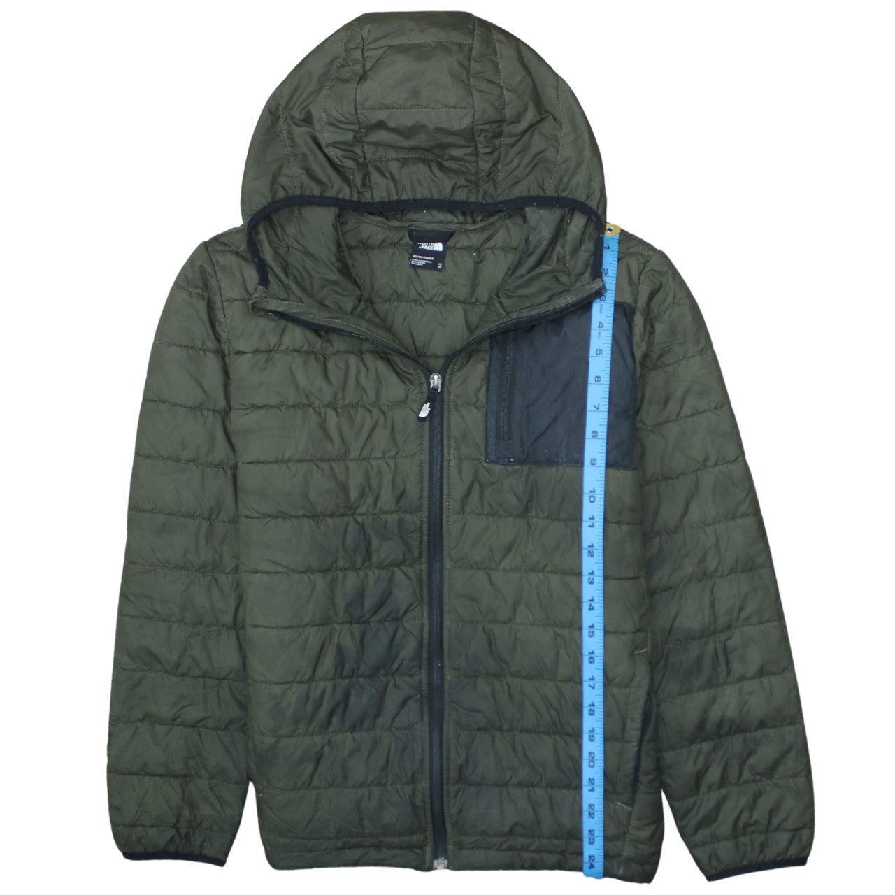 The North Face Boys Green XL Hooded Puffer Jacket Lightweight Winter Coat