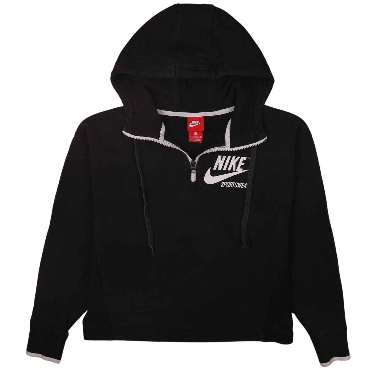 Nike Womens Black XS 1/2 Zip Hooded Sportswear Sweatshirt