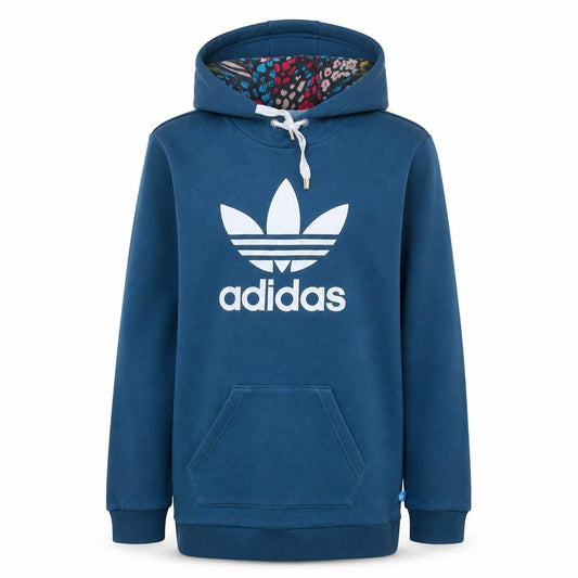 Adidas Women Blue Floral Hood Lined Pullover Hoodie Size 8