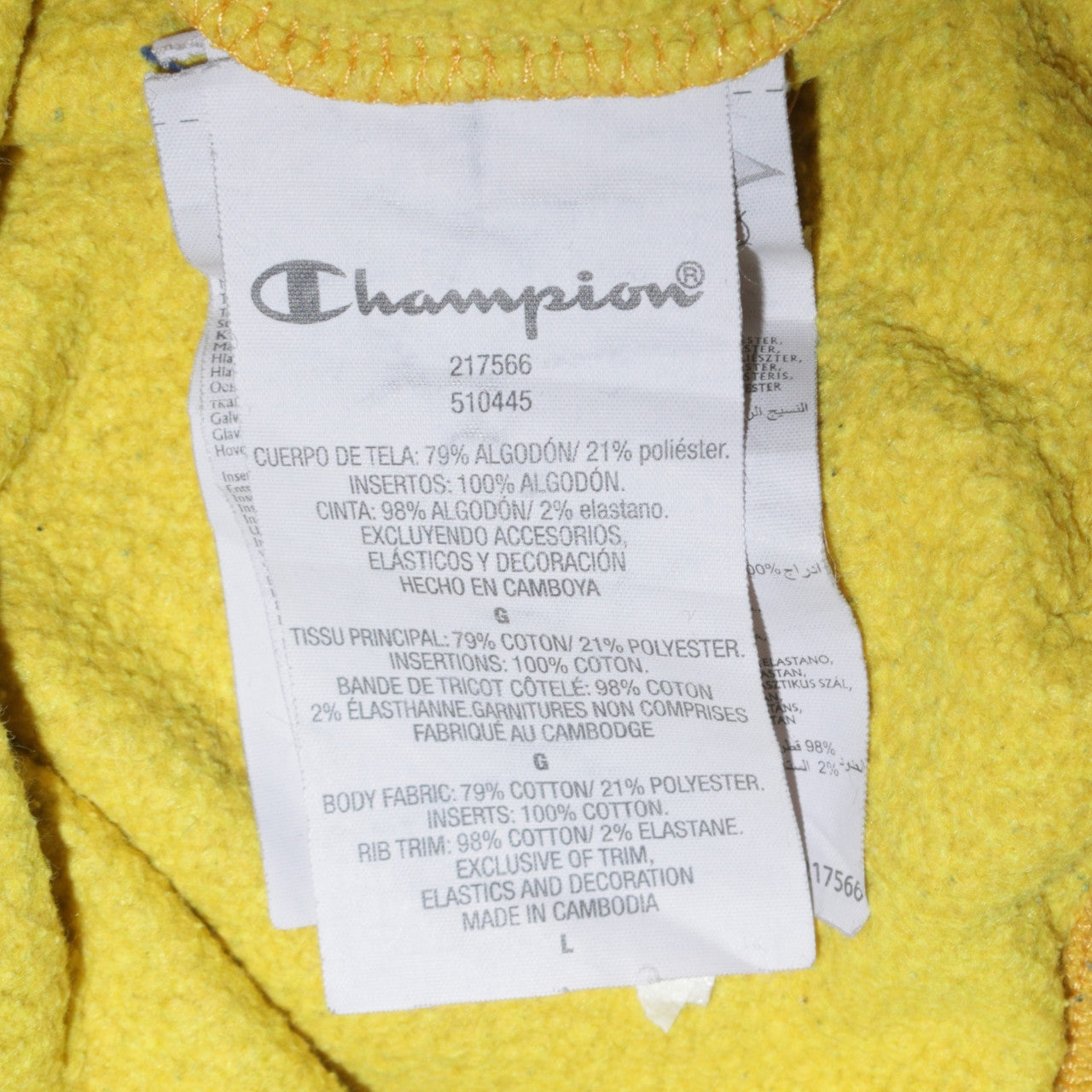 Champion Men's Blue Yellow 1/2 Zip Hoodie Large Logo Fleece