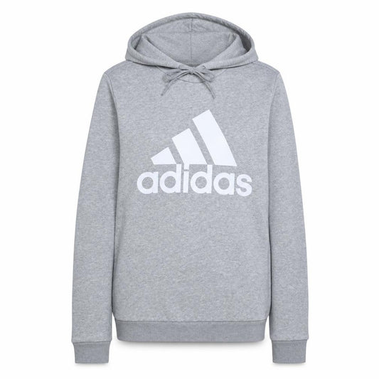 Adidas Womens Grey Pullover Hoodie Small Cotton Blend Logo Sweatshirt