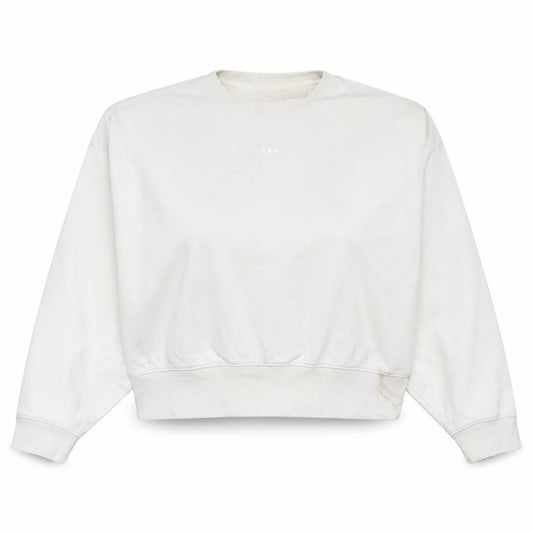 Adidas Women White Crew Neck Cotton Pullover Sweatshirt Size 10