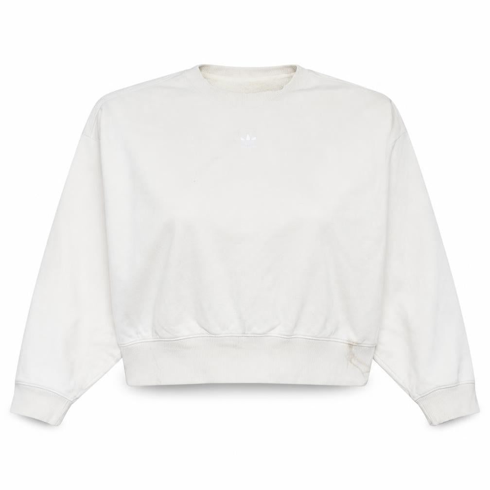 Adidas Women White Crew Neck Cotton Pullover Sweatshirt Size 10