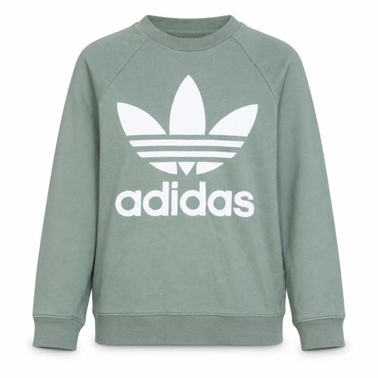 Adidas Women Khaki Green Crew Neck Sweatshirt Size 10 Relaxed Fit