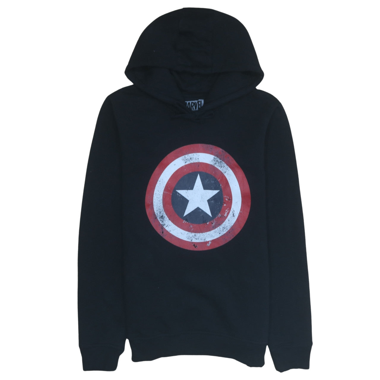 Marvel Men’s Black XL Pullover Hoodie Captain America Logo