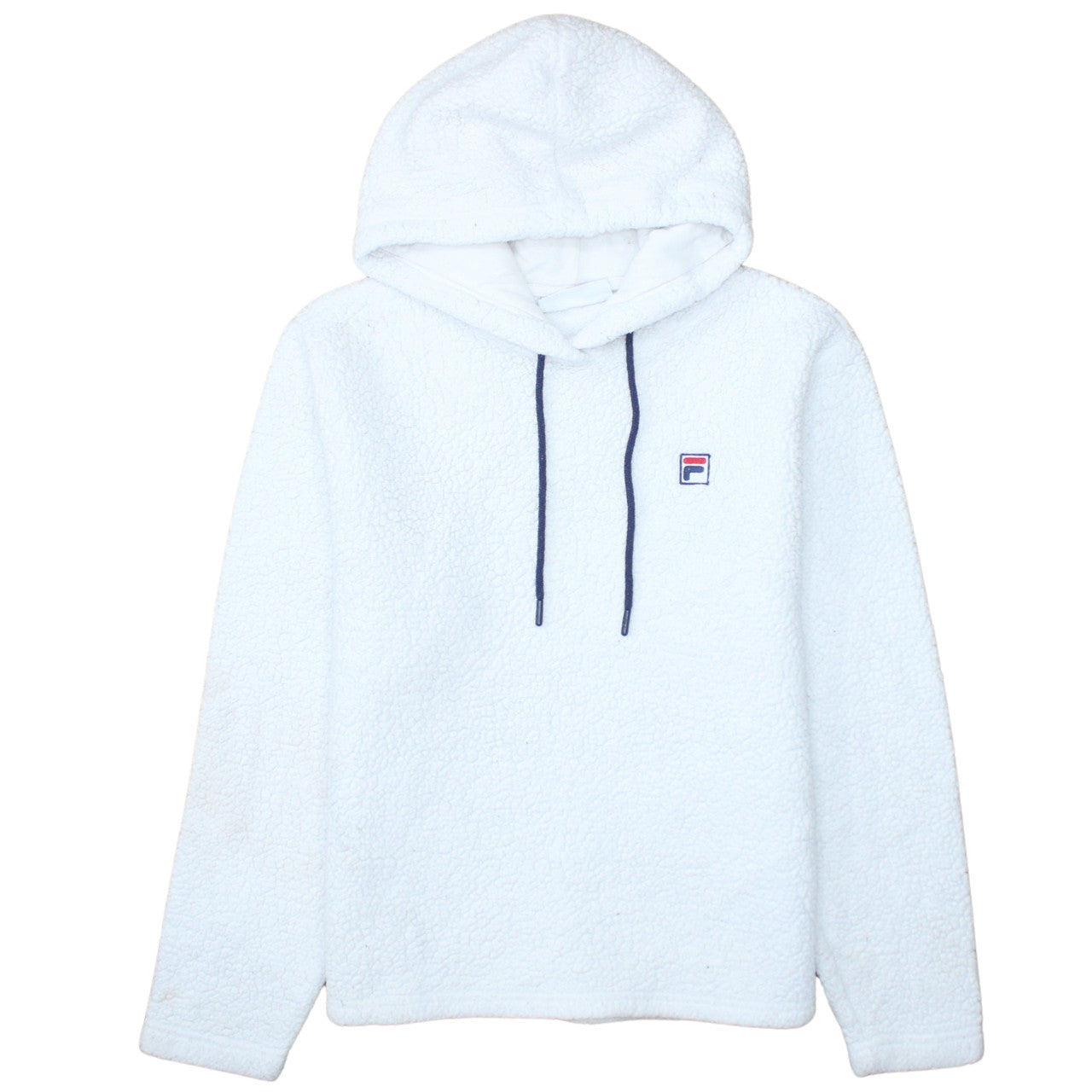 FILA Womens White L Pullover Hoodie Fleece Polyester Sweatshirt