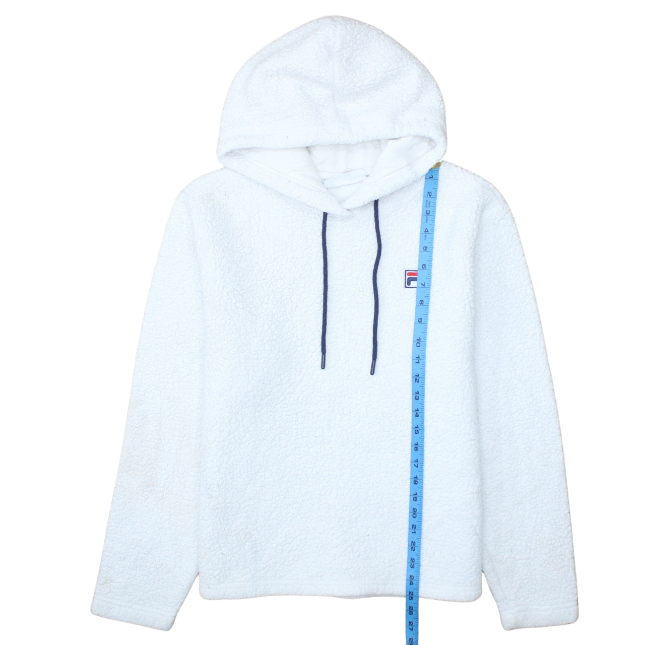 FILA Womens White L Pullover Hoodie Fleece Polyester Sweatshirt