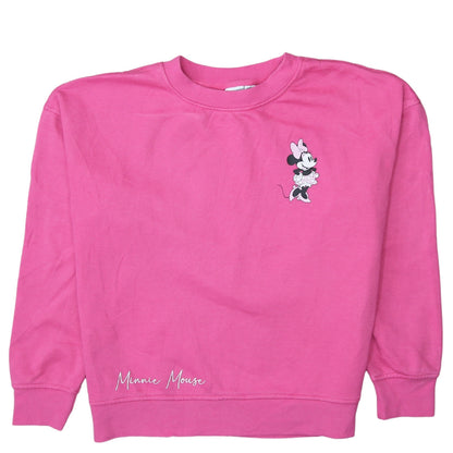 Front view of Disney Primark Women Pink Minnie Mouse Pullover Sweatshirt, size S