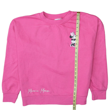 Back view of Disney Primark Women Pink Minnie Mouse Pullover Sweatshirt, size S
