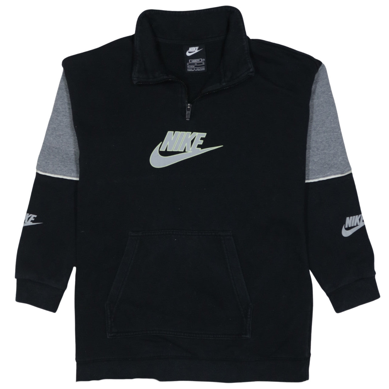Nike Boys Black XL 1/4 Zip Fleece Sweatshirt with Logo and Pocket