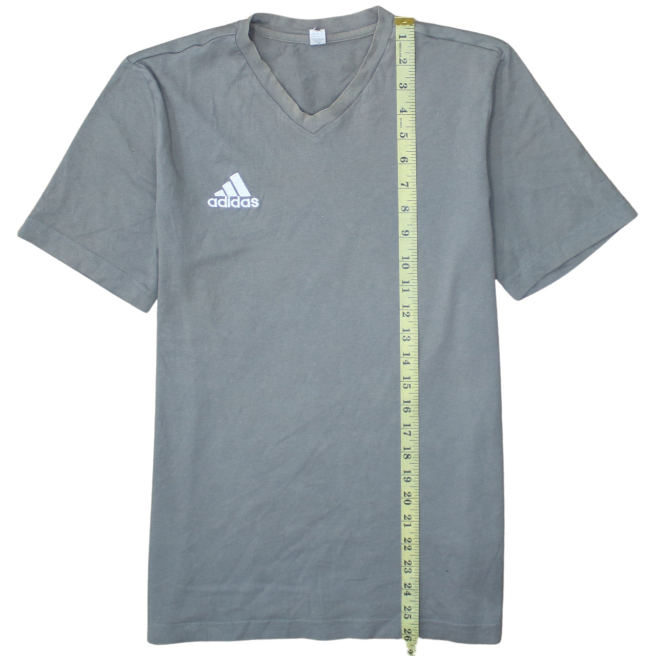Adidas Men's Grey V-Neck Short Sleeve Cotton T-Shirt Size S