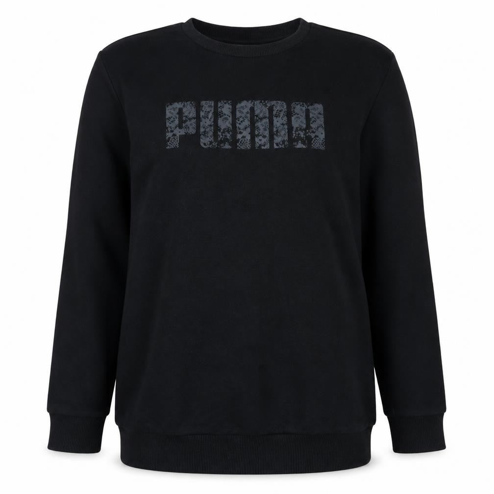 Puma Womens Black Size 12 Crew Neck Pullover Sweatshirt