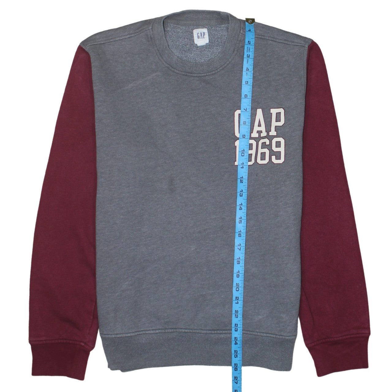 GAP Men's Grey Maroon Logo 1969 Crew Neck Sweatshirt Size M