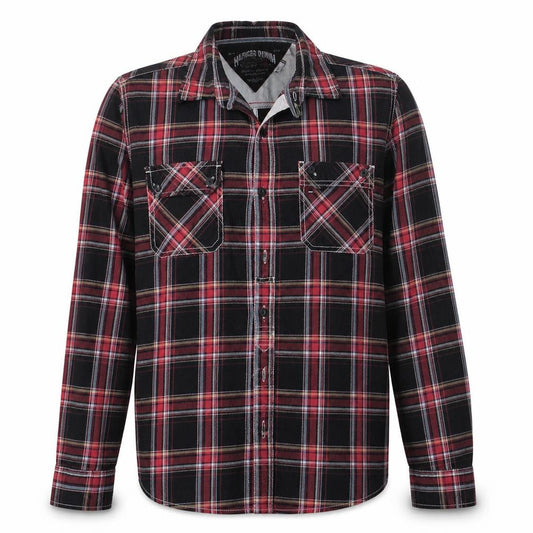Tommy Hilfiger Men's Red Plaid Long Sleeve Cotton Button-Up Shirt Size L