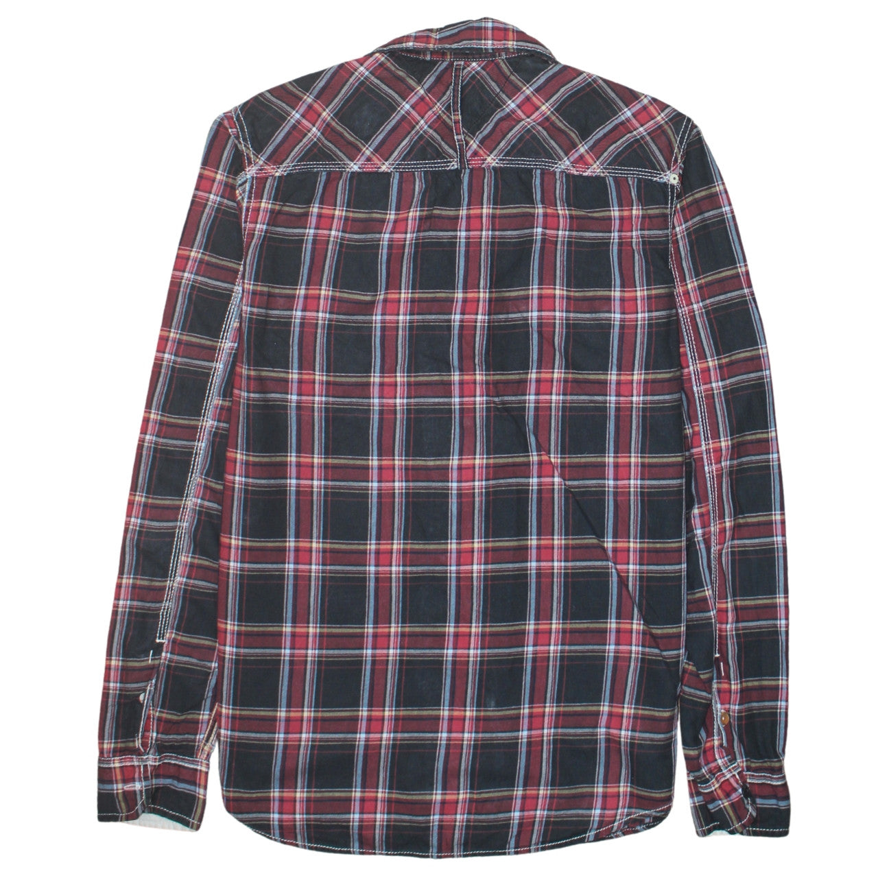 Tommy Hilfiger Men's Red Plaid Long Sleeve Cotton Button-Up Shirt Size L