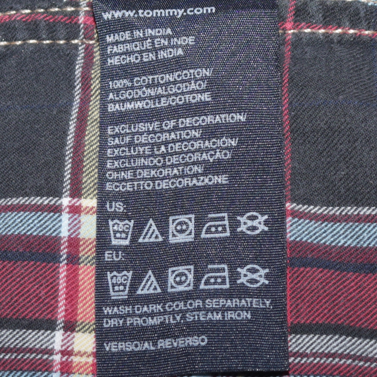 Tommy Hilfiger Men's Red Plaid Long Sleeve Cotton Button-Up Shirt Size L